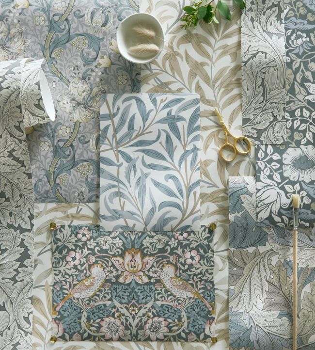 Mallow Wallpaper - Slate/Dove  - Clarke & Clarke