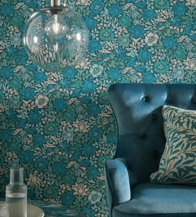 Mallow Wallpaper - Teal - Clarke & Clarke