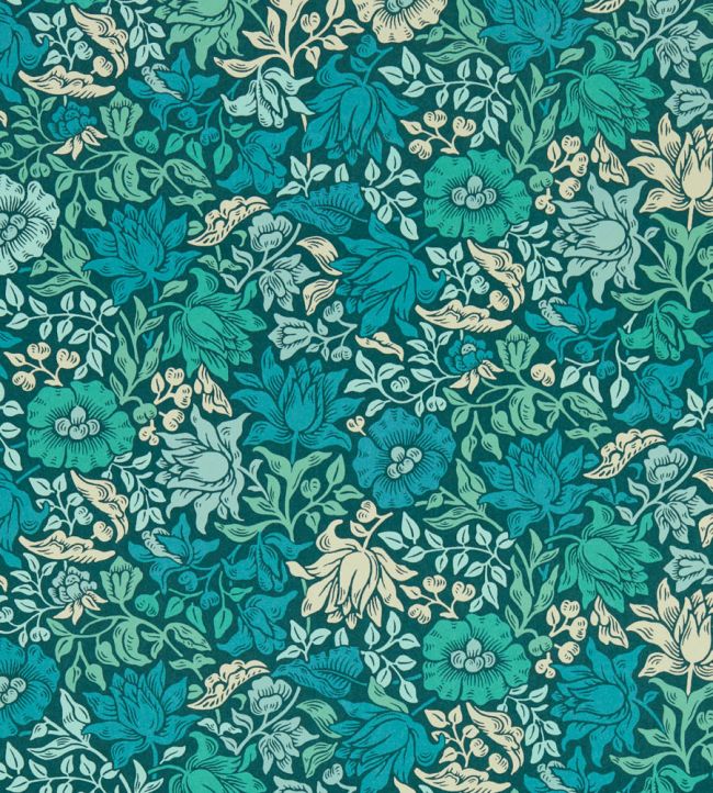 Mallow Wallpaper - Teal - Clarke & Clarke