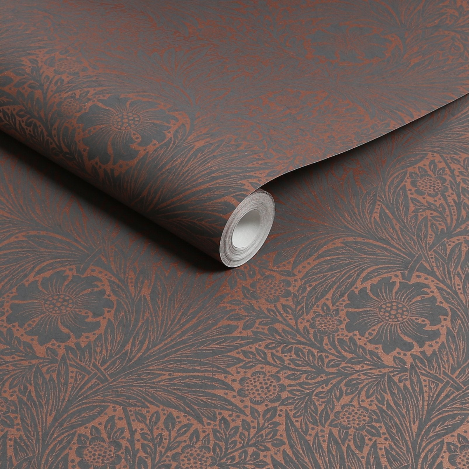 Marigold Fibrous Wallpaper - Charcoal - William Morris AH