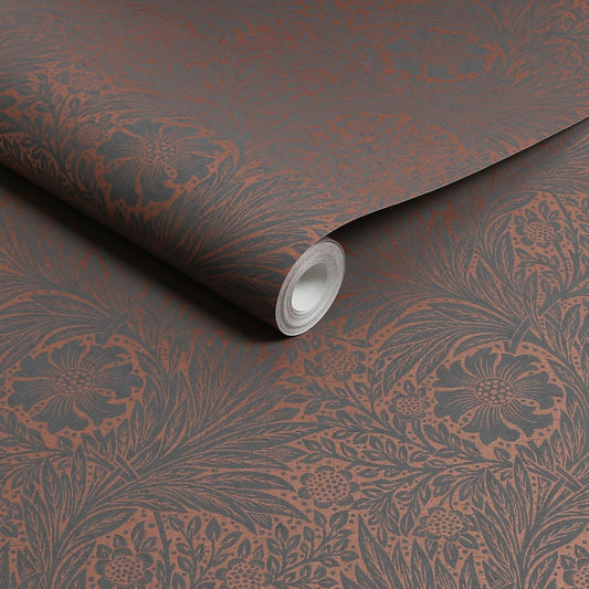 Marigold Fibrous Wallpaper - Charcoal - William Morris AH