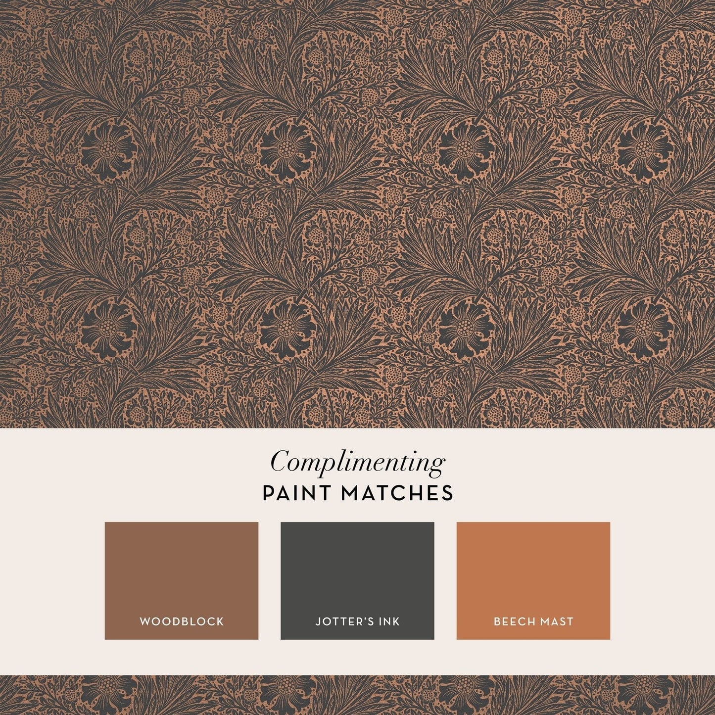 Marigold Fibrous Wallpaper - Charcoal - William Morris AH