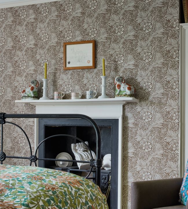 Marigold Wallpaper - Chocolate/Cream - 216955 - Morris & Co