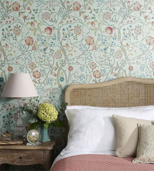 Mary Isobel Wallpaper - Silk Blue/Pink - 214731 - Morris & Co