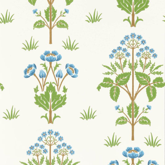 Meadow Sweet Wallpaper - Cobalt/Grass green - 217368 - Morris & Co
