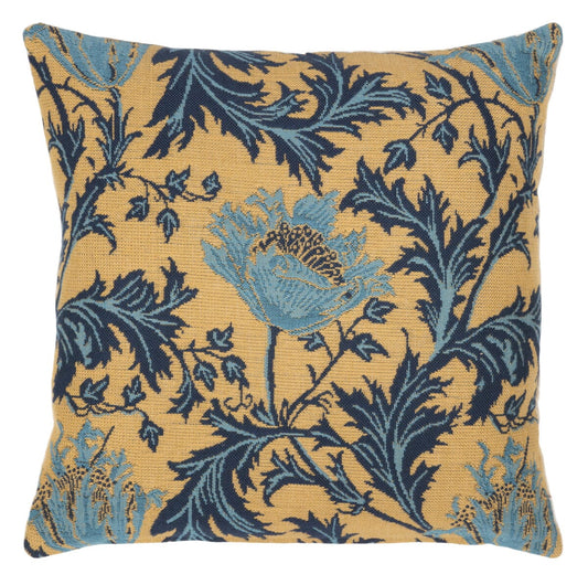 Morris Anemone Cushion with Feather Filler - Gold - Hines of Oxford