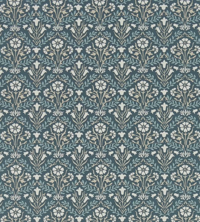 Morris Bellflowers Wallpaper - Indigo/Linen - 216436 - Morris & Co
