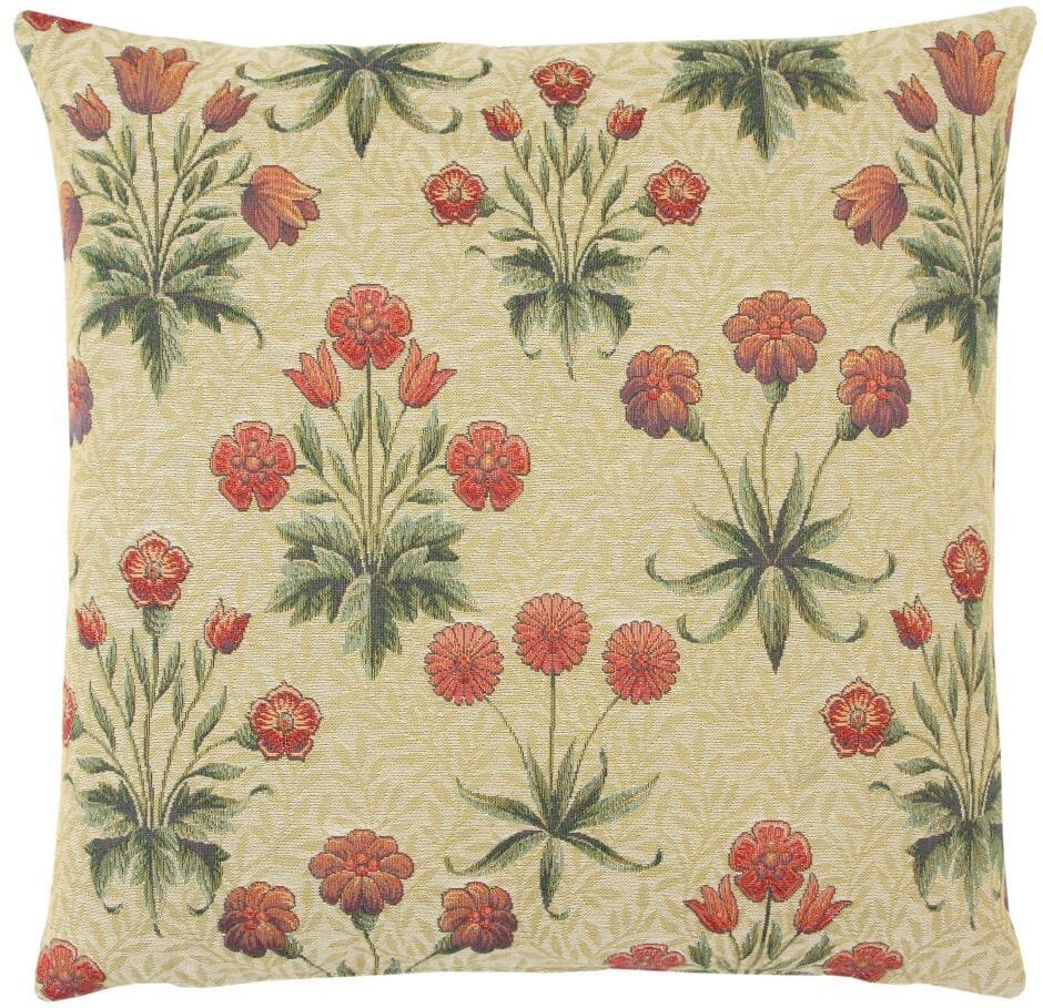 Morris Daisies Tapestry Cushion with Feather Filler - Cream - Hines of Oxford