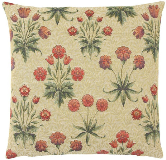 Morris Daisies Tapestry Cushion with Feather Filler - Cream - Hines of Oxford