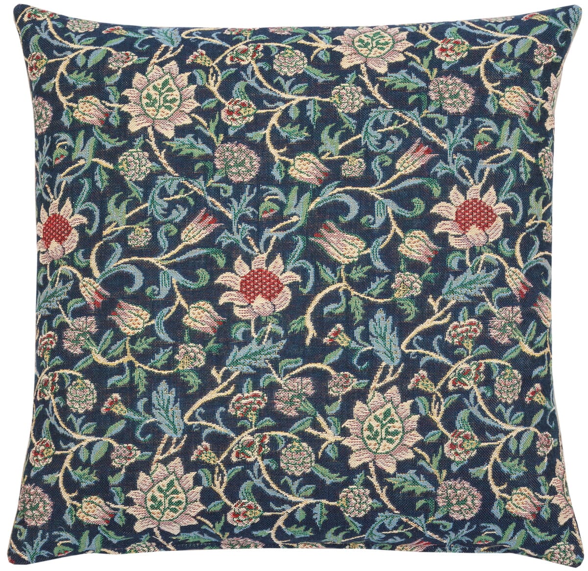 Morris Evenlode Tapestry Cushion with Feather Filler - Blue - Hines of Oxford