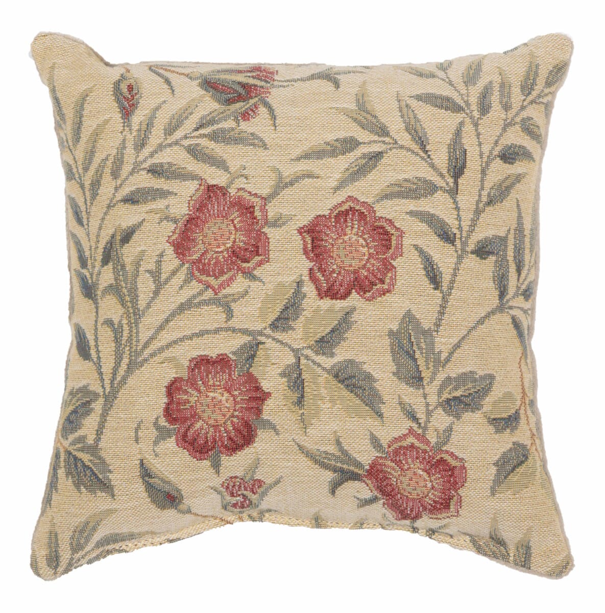 Morris Pimpernel Fibre Filled Tapestry Cushion - Cream - Hines of Oxford