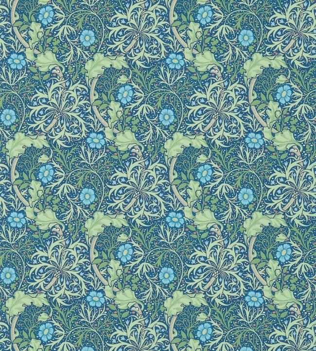 Morris Seaweed Wallpaper - Cobalt/Thyme - 214713 - Morris & Co