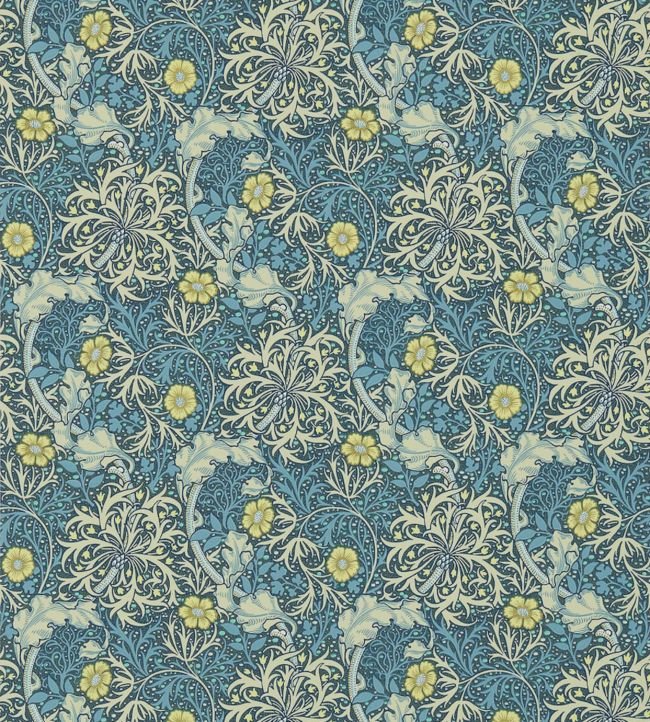 Morris Seaweed Wallpaper - Ink/Woad - 214714 - Morris & Co