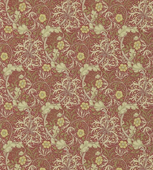 Morris Seaweed Wallpaper - Red/Gold - 214712 - Morris & Co