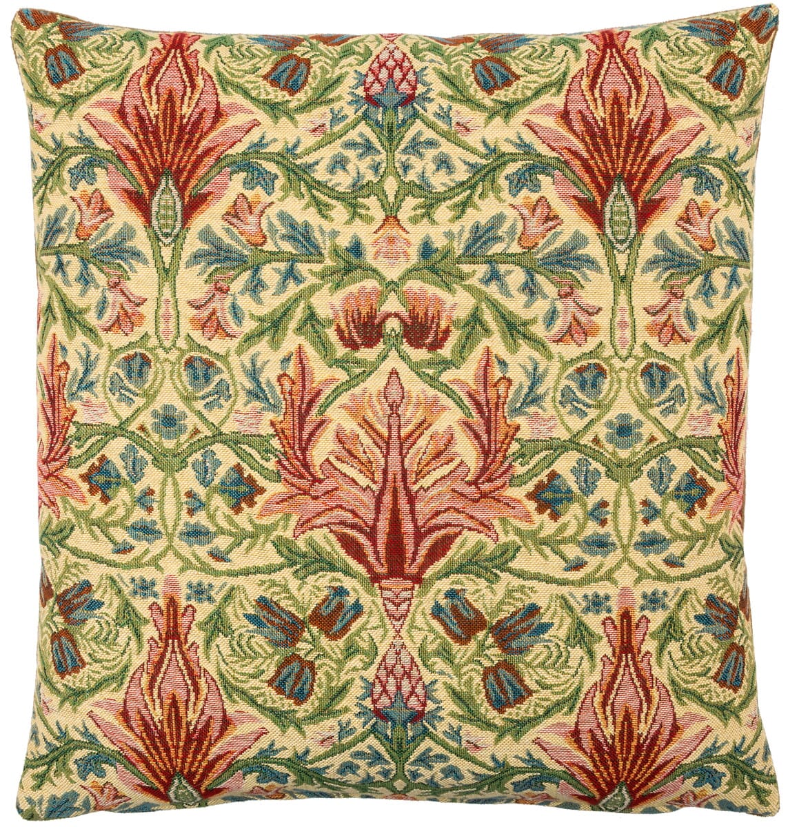 Morris Snakeshead Tapestry Cushion with Feather Filler - Green - Hines of Oxford