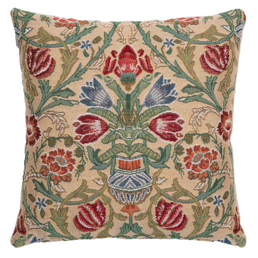 Morris Stems Cushion with Feather Filler - Green - Hines of Oxford