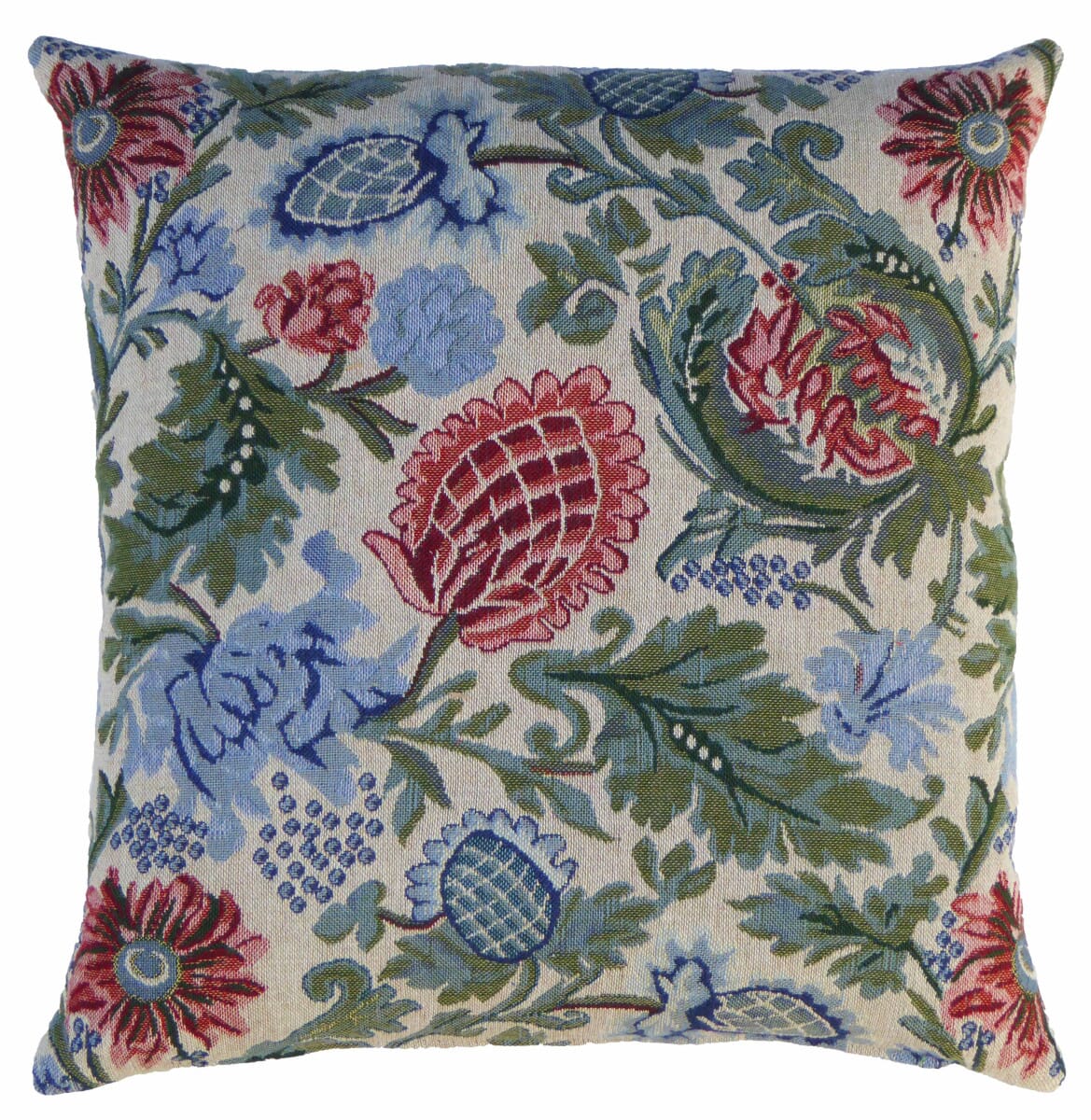Morris Venetian Tapestry Cushion with Feather Filler - Blue - Hines of Oxford