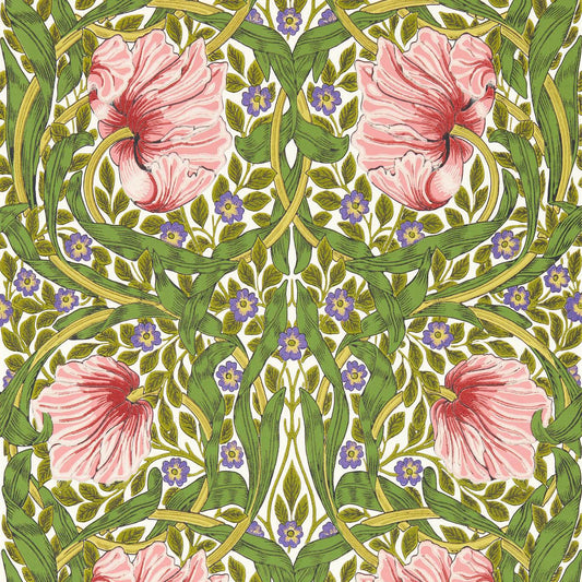 Pimpernel Wallpaper - Sap Green/Strawberry - 217333 - Morris & Co