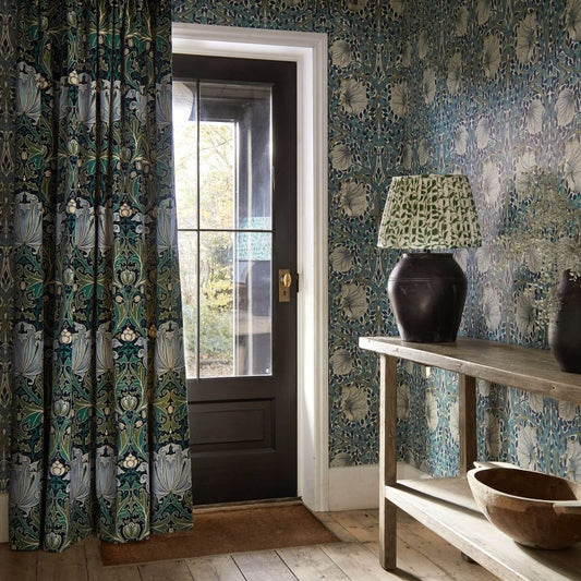 Pimpernel Wallpaper - Woad/Coral - 217363 - Morris & Co