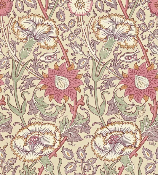 Pink & Rose Wallpaper - Manilla/White - 212566 - Morris & Co