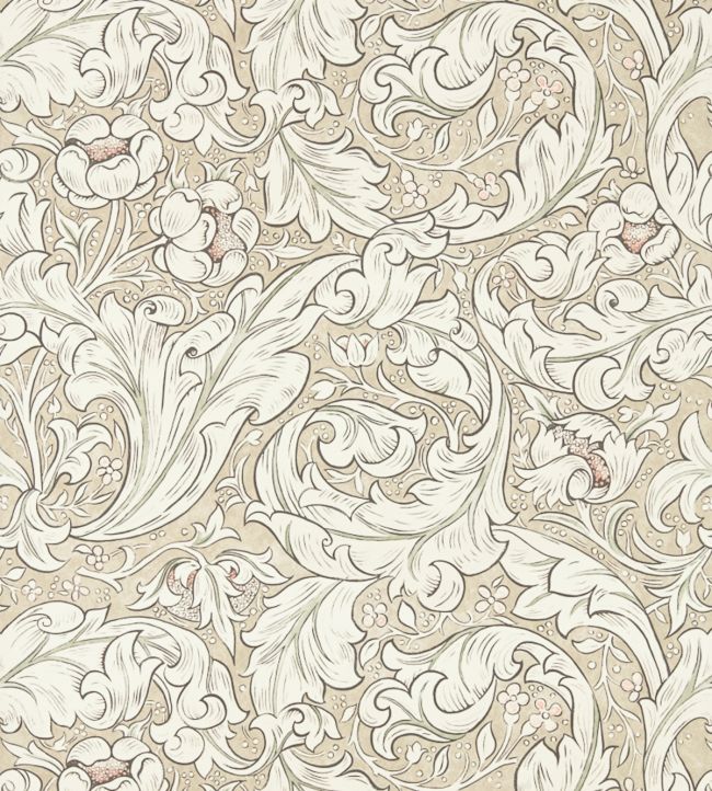 Pure Bachelors Button Wallpaper - Linen/Coral - 216051 - Morris & Co