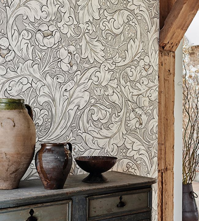 Pure Bachelors Button Wallpaper - Stone/Linen - 216050 - Morris & Co