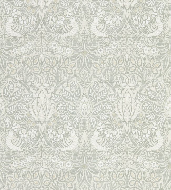 Pure Dove & Rose Wallpaper - Grey Blue - 216522 - Morris & Co
