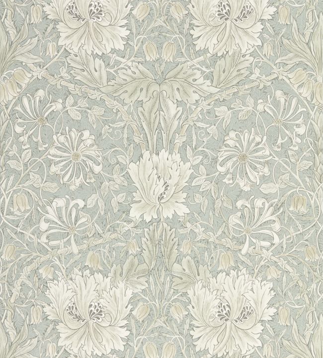 Pure Honeysuckle & Tulip Wallpaper - Grey Blue - 216525 - Morris & Co