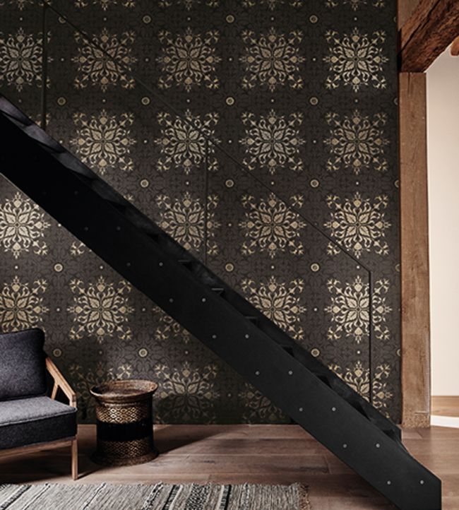 Pure Net Ceiling Wallpaper - Charcoal/Gold - 216036 - Morris & Co