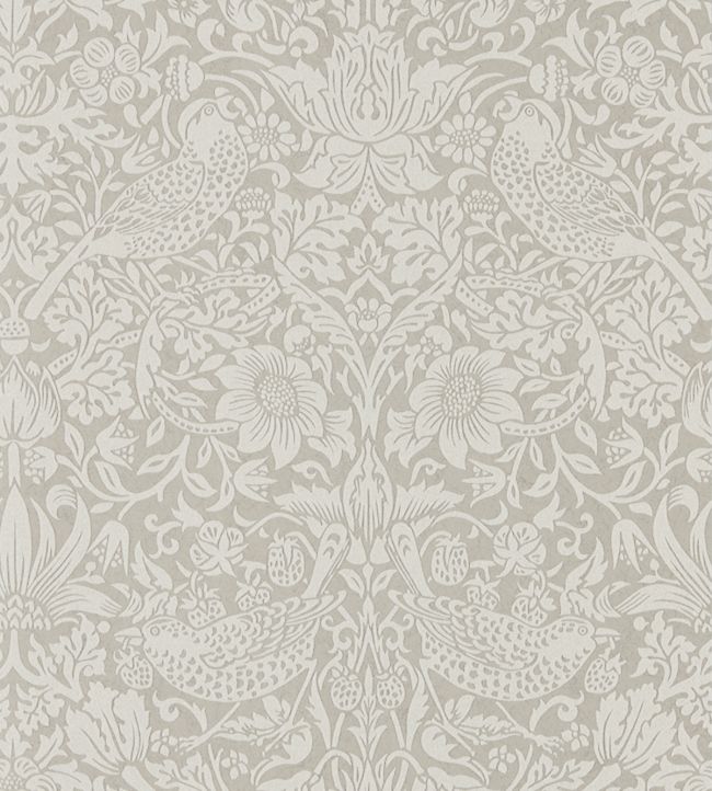 Pure Strawberry Thief Wallpaper - Silver/Stone - 216017 - Morris & Co