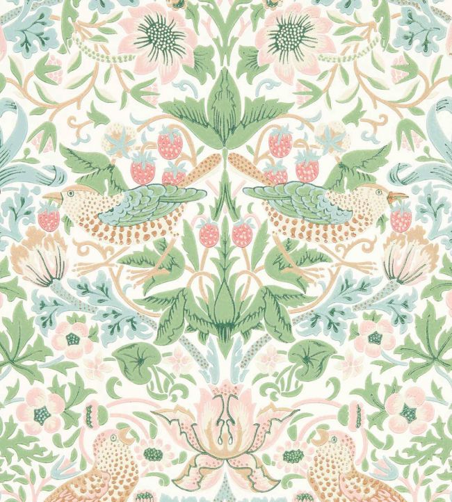 Simply Strawberry Thief Wallpaper - Cochineal Pink - 217061 - Morris & Co