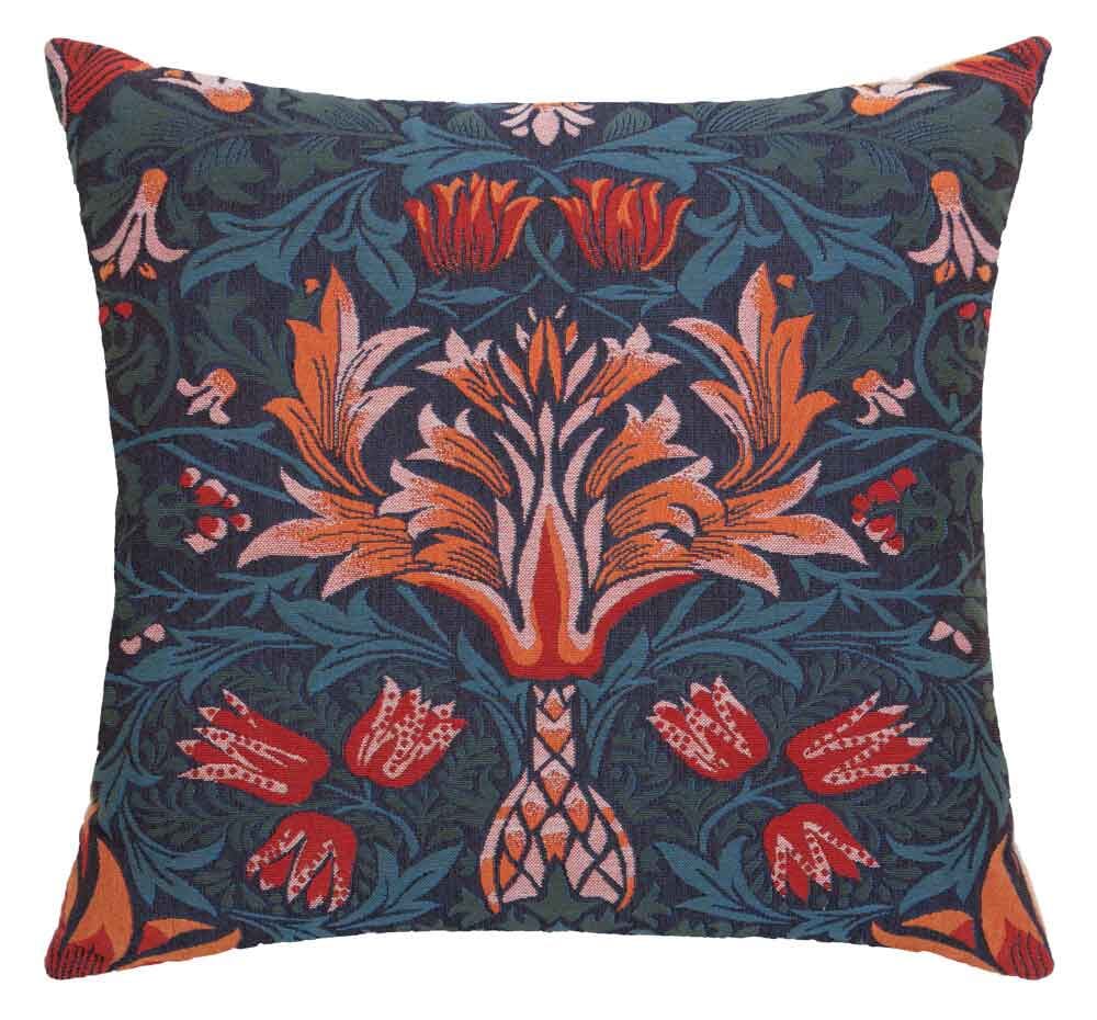 Snakeshead Rust Regular Cushion with Feather Filler - Blue - Hines of Oxford