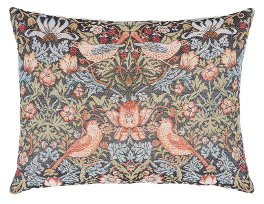 Strawberry Thief Cushion with Feather Filler - Charcoal - Hines of Oxford