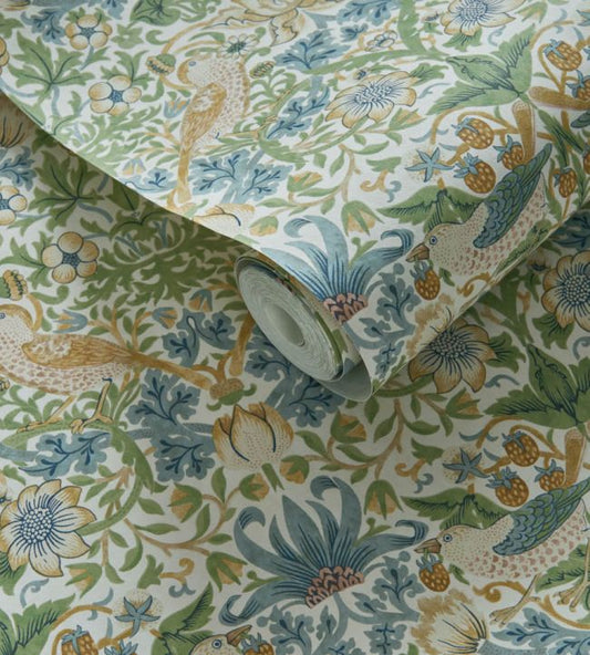 Strawberry Thief Wallpaper - Apple/Blush - Clarke & Clarke