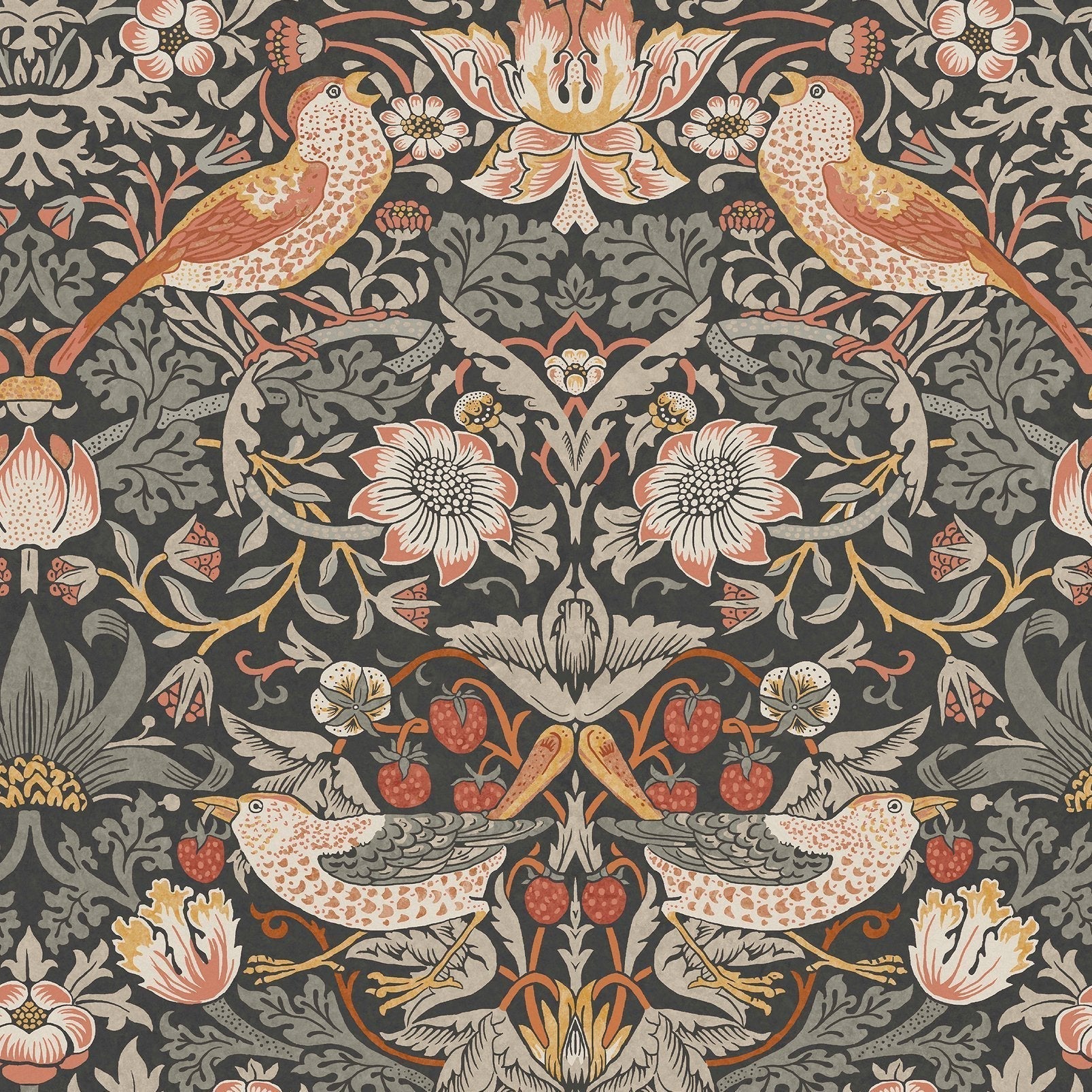 Strawberry Thief Wallpaper - Charcoal - William Morris AH