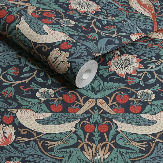 Strawberry Thief Wallpaper - Deep Blue - William Morris AH