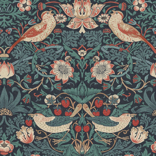 Strawberry Thief Wallpaper - Deep Blue - William Morris AH