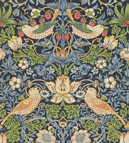 Strawberry Thief Wallpaper - Indigo/Mineral - 212564 - Morris & Co