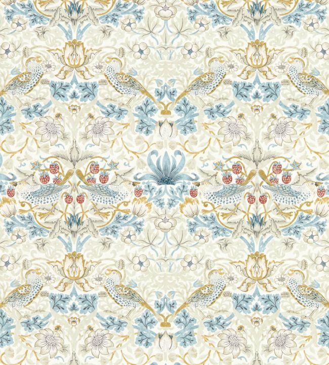 Strawberry Thief Wallpaper - Linen/Plum - Clarke & Clarke