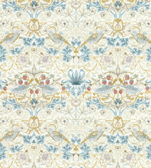 Strawberry Thief Wallpaper - Linen/Plum - Clarke & Clarke