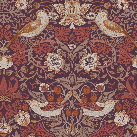 Strawberry Thief Wallpaper - Plum - William Morris AH