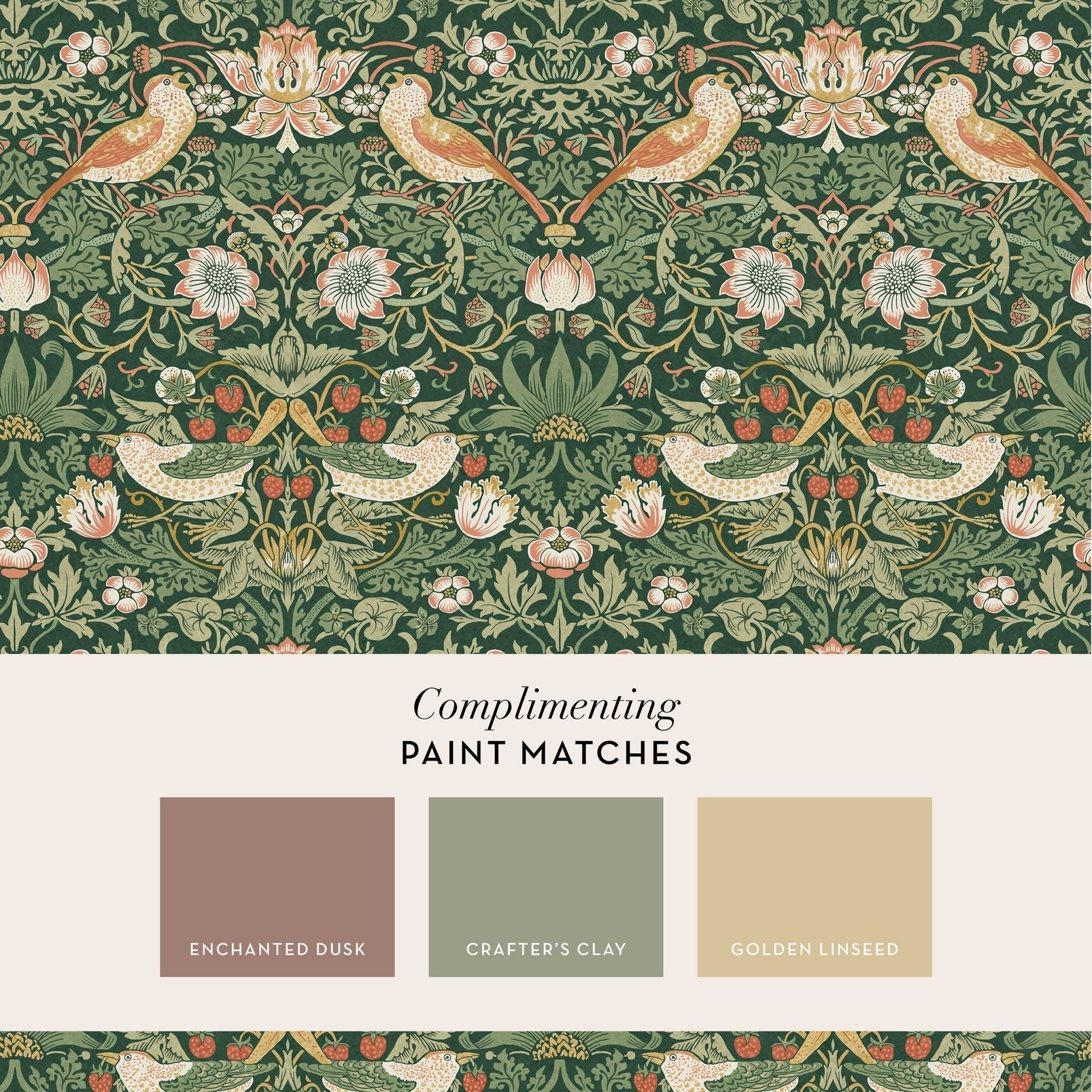 Strawberry Thief Wallpaper - Rich Green - 124234 - William Morris AH