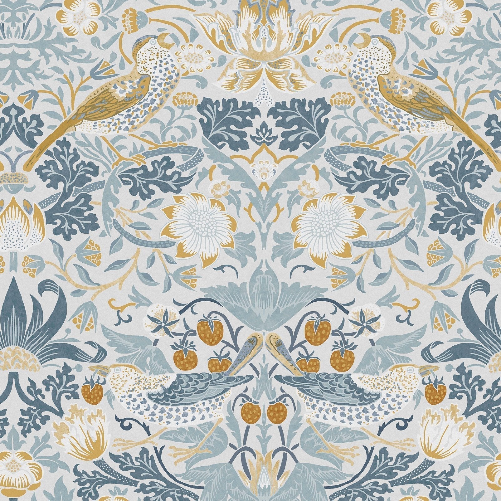 Strawberry Thief Wallpaper - Soft Blue - William Morris AH