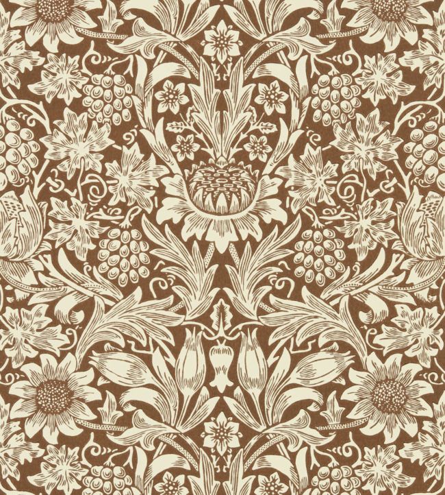 Sunflower Wallpaper - Chocolate/Cream - 216961 - Morris & Co
