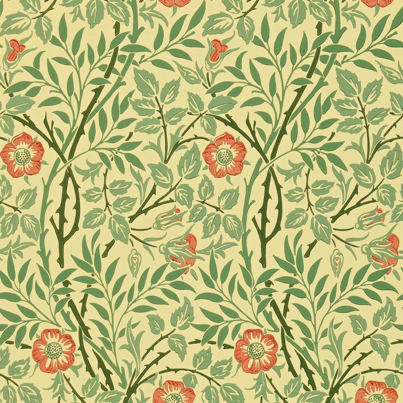 Sweet Briar Wallpaper - Green/Rust - DMC130101 - Morris & Co