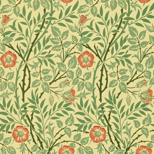 Sweet Briar Wallpaper - Green/Rust - DMC130101 - Morris & Co