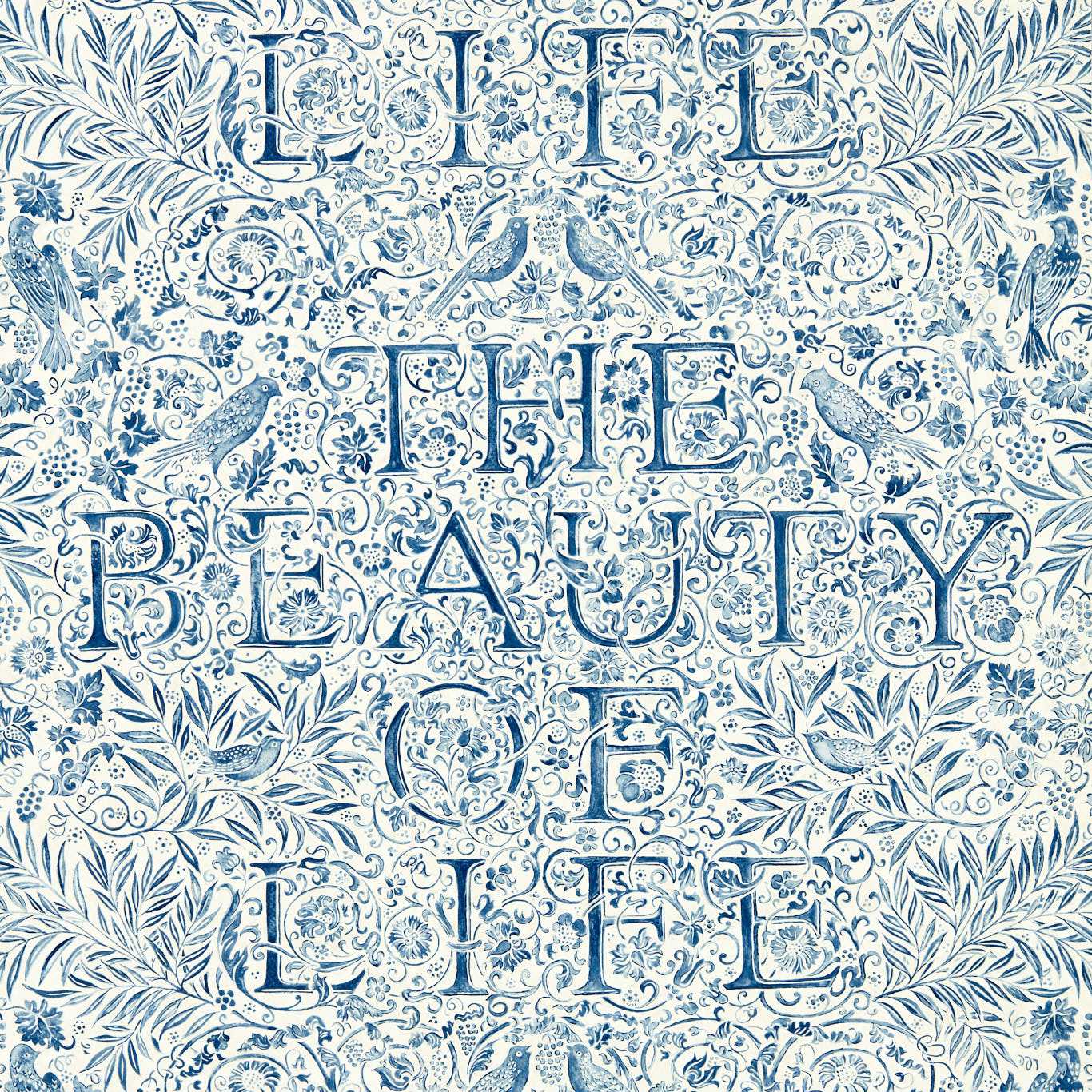 The Beauty of Life Wallpaper - Indigo - 217190 - Morris & Co