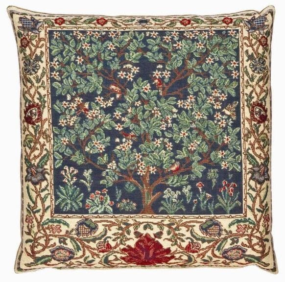 The Garden Tapestry Cushion with Feather Filler - Green - Hines of Oxford