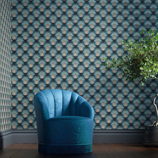 Tulip & Bird Wallpaper - Opal & Seafoam - 510017 - Morris & Co