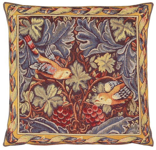 Vine & Acanthus Tapestry Cushion with Feather Filler - Purple - Hines of Oxford